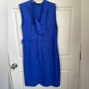 Royal blue ruffle midi dress